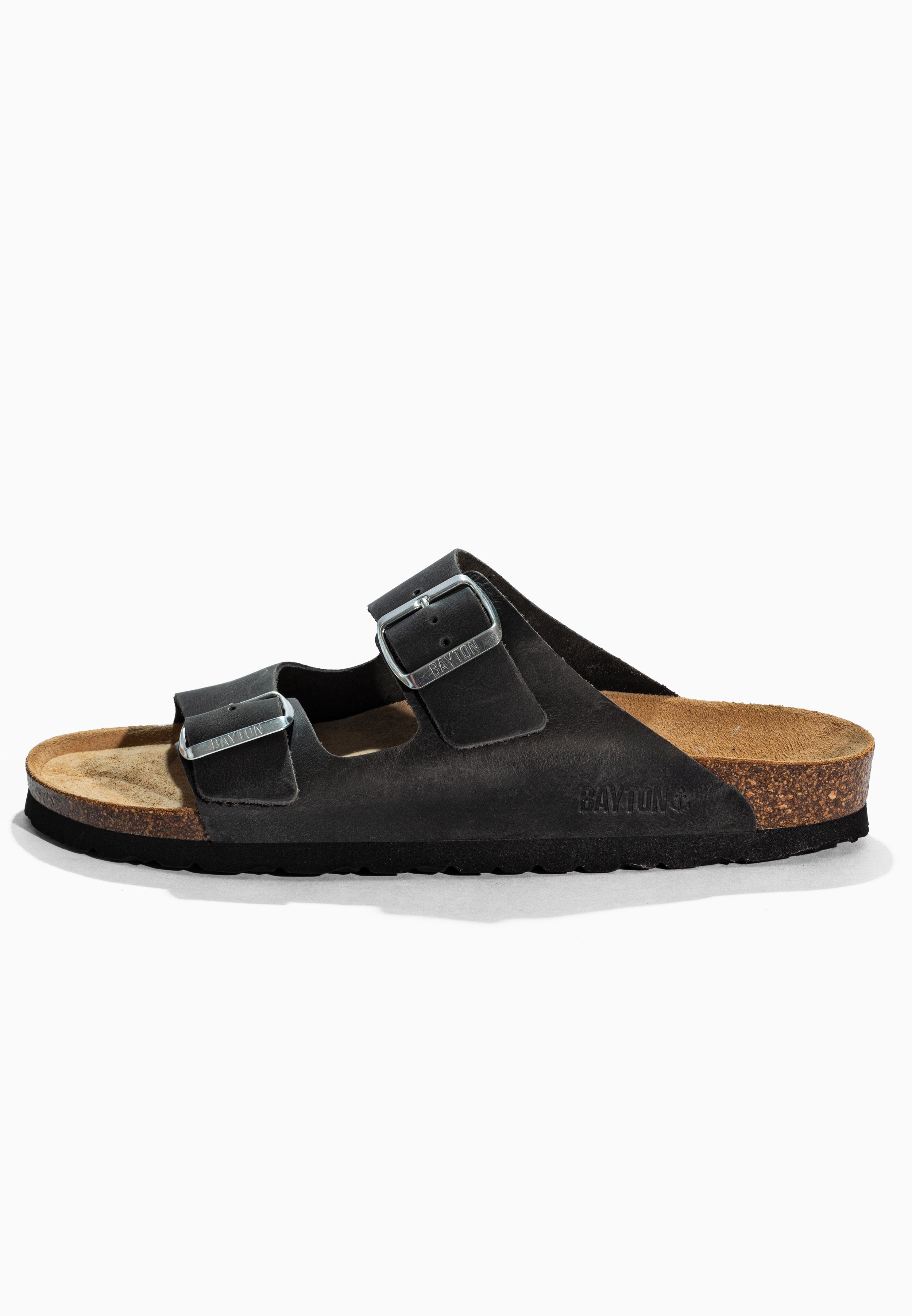 Atlas Anthracite Leather Sandals