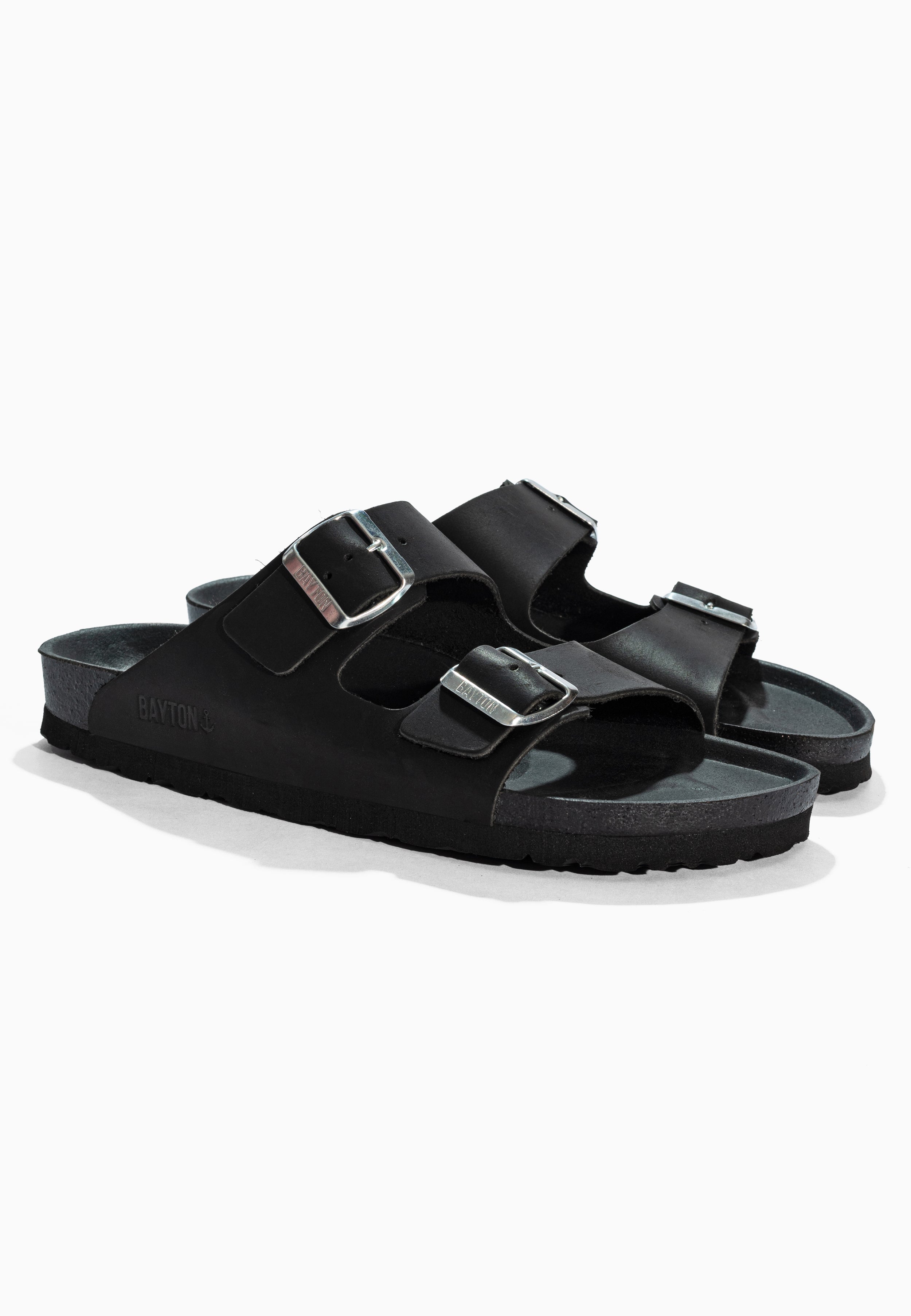 Atlas Black Leather Sandals