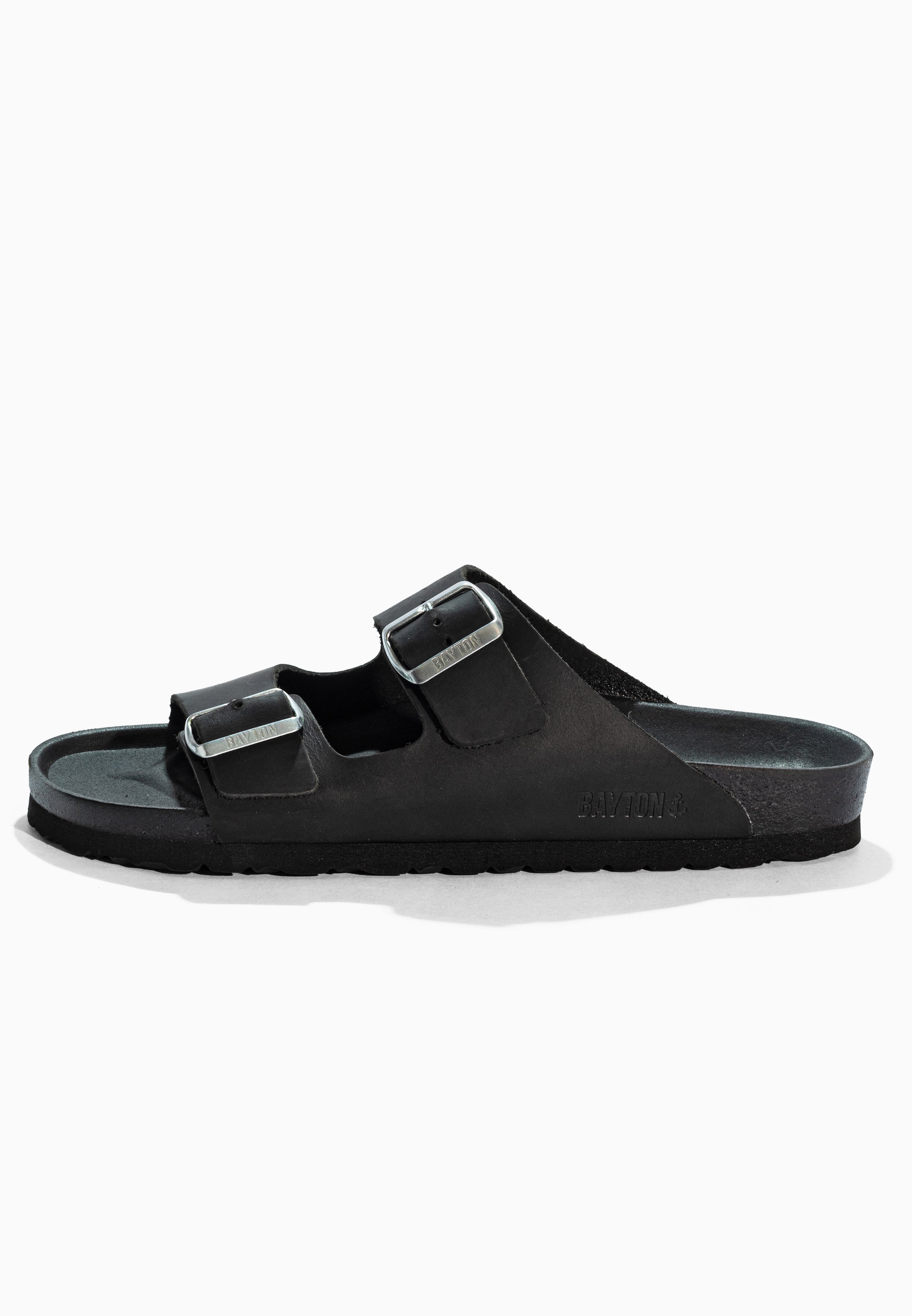 Atlas Black Leather Sandals