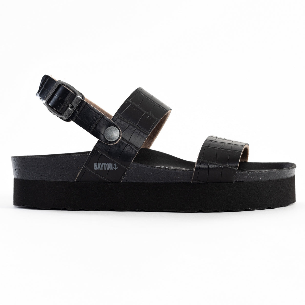 Almeria Black Platform Sandals