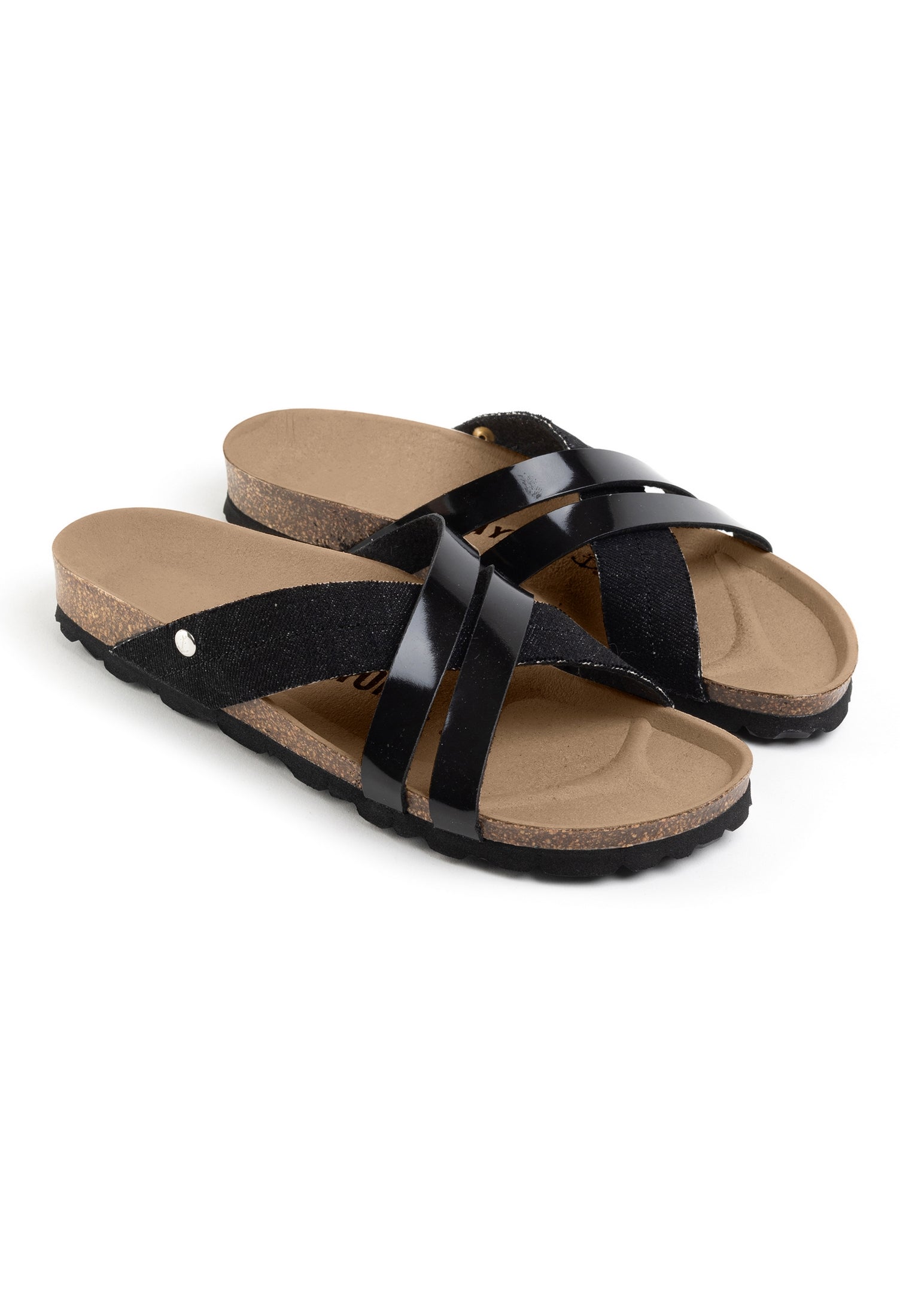 Martigues Black Denim Multi-Strap Sandals