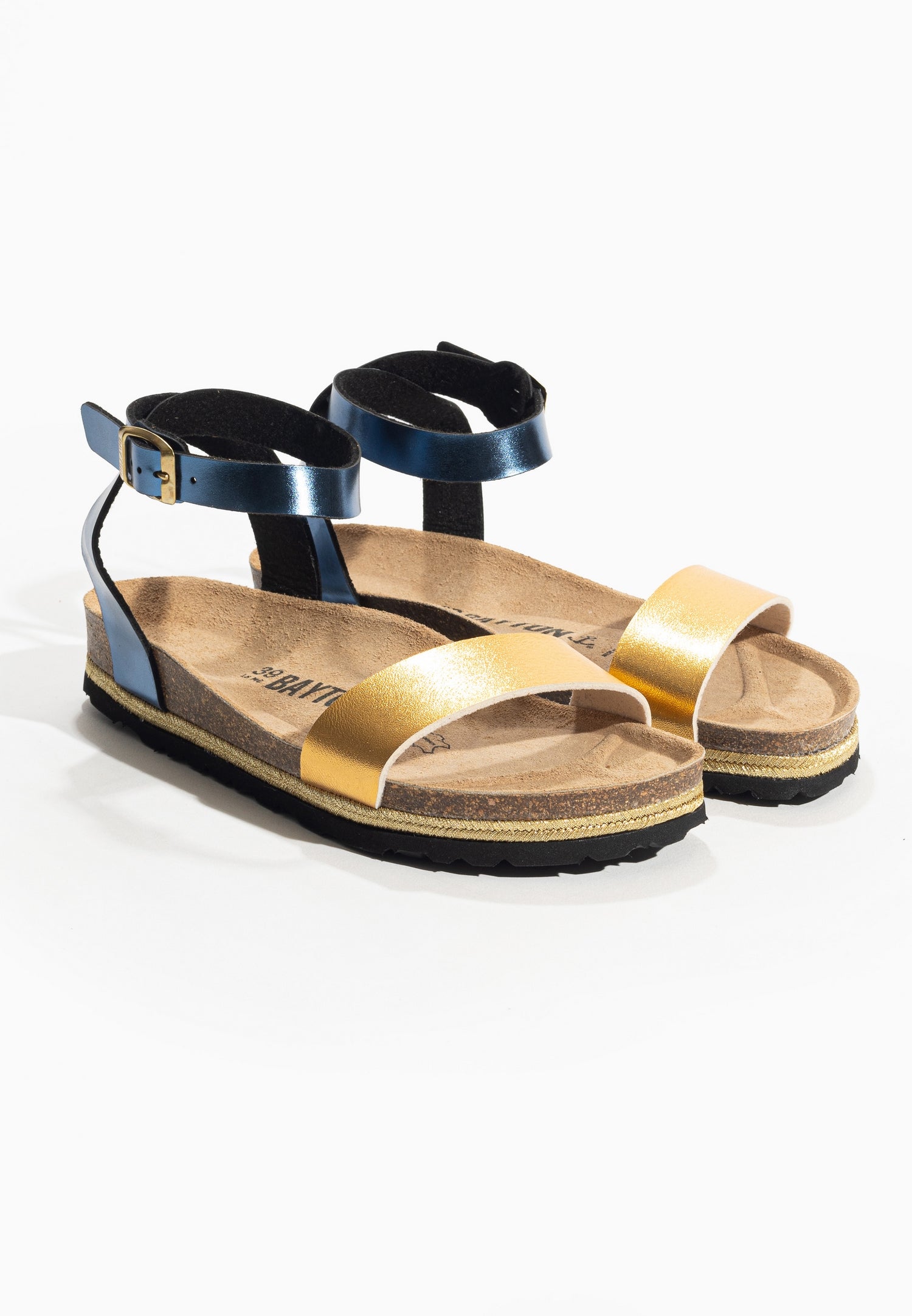 Jovial Navy Blue and Gold Multi-Strap Sandals