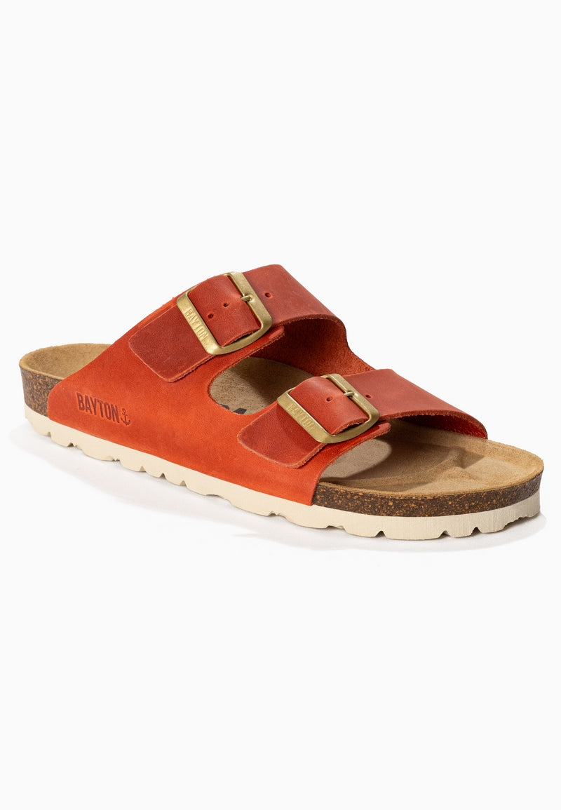 Sandales 2 Brides Atlas Orange 100% Cuir