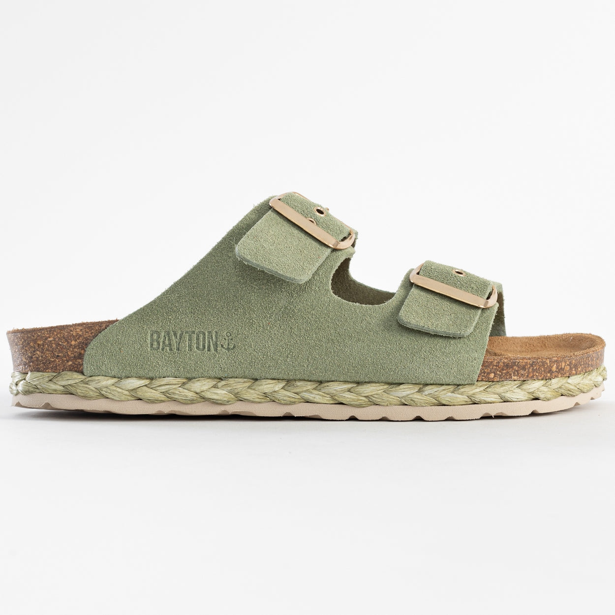 Atlas Green Suede Leather 2 Strap Sandals