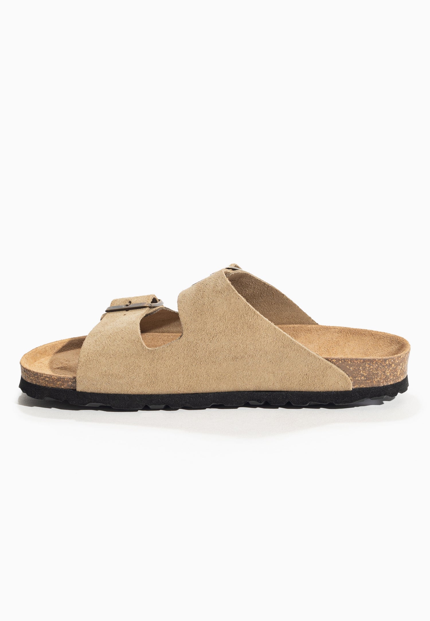 Tracy Beige Women's Suede Leather 2-Strap Sandals