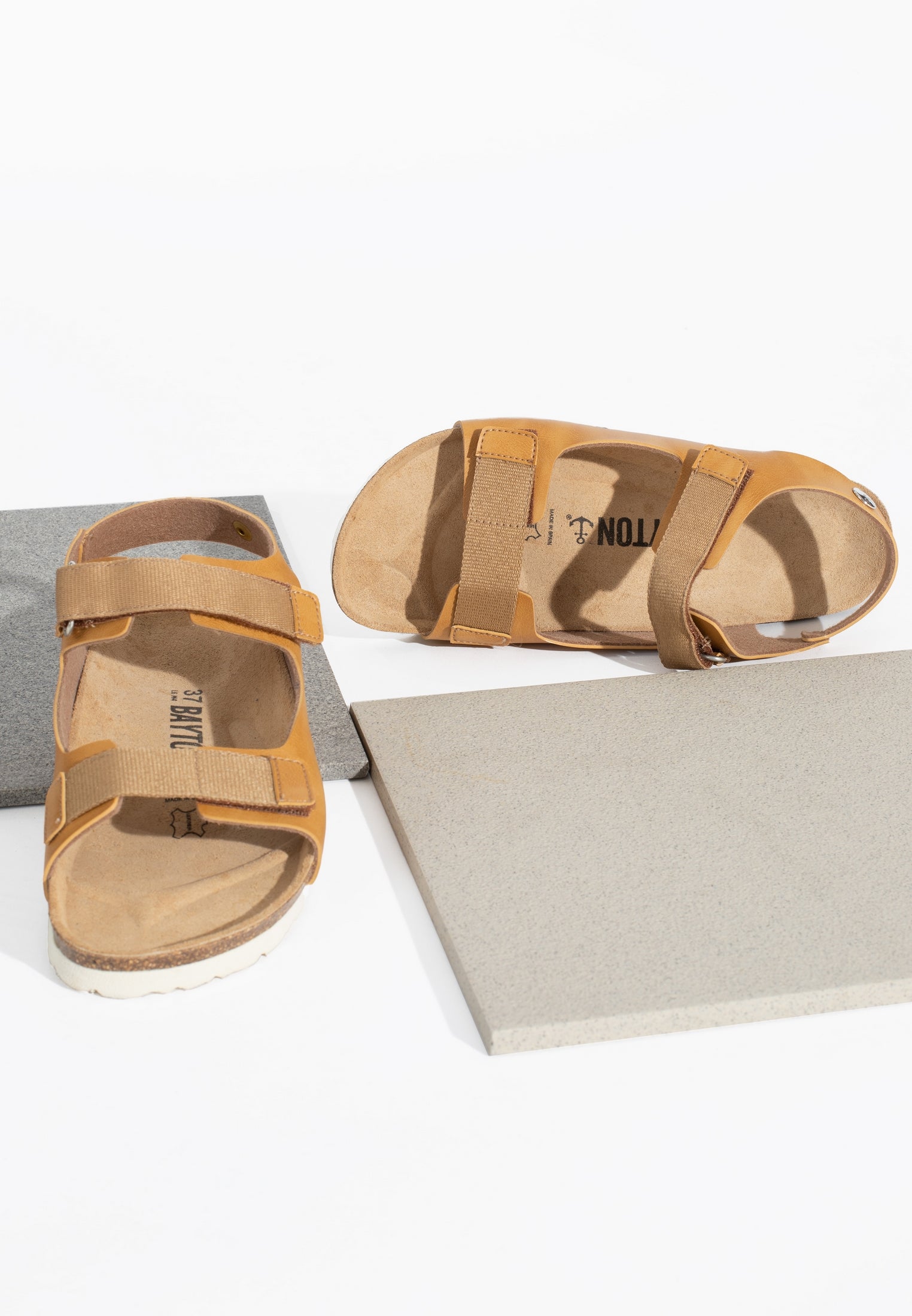 Spent Beige and Camel Multi-Strap Sandals