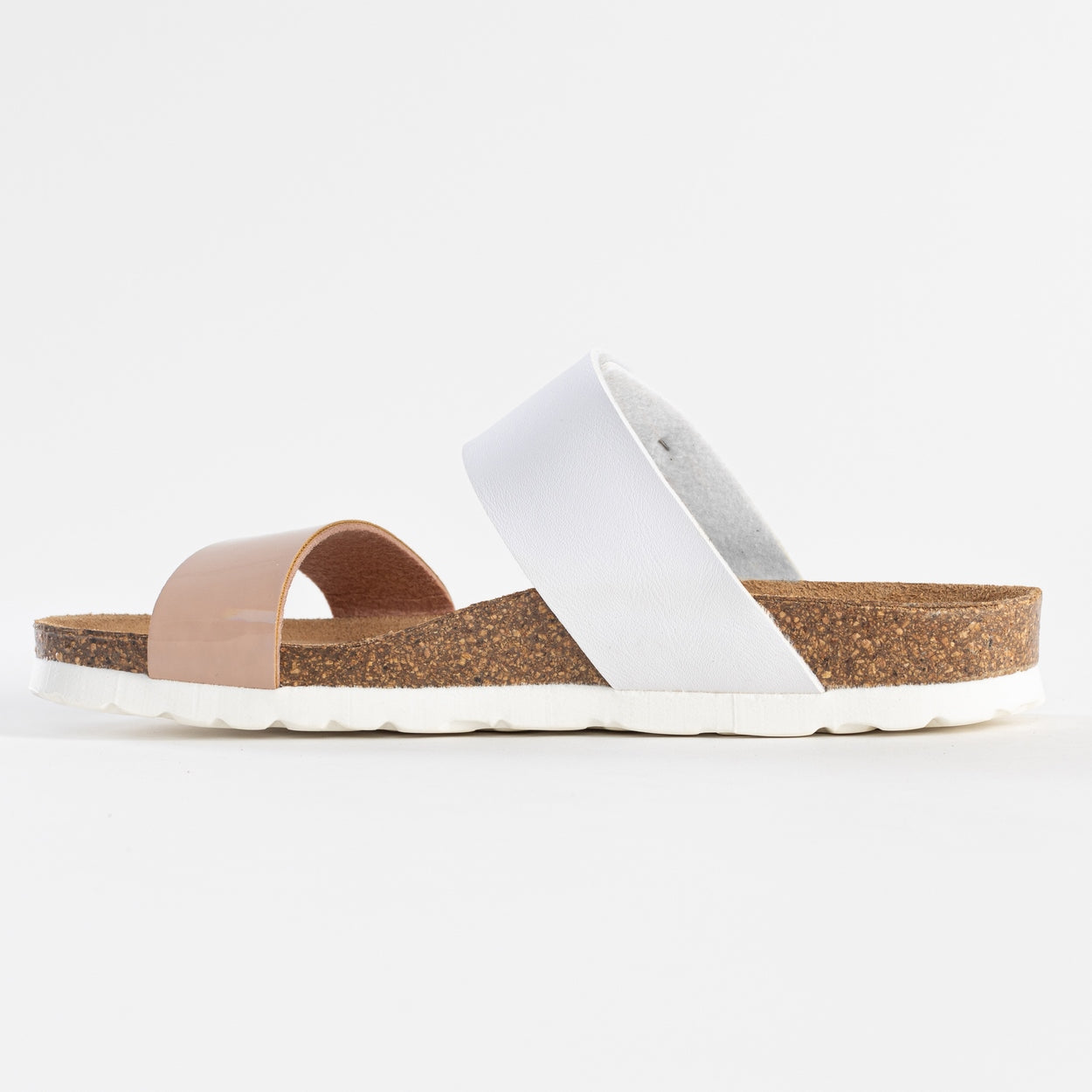 Valencia White and Nude 2 Strap Sandals