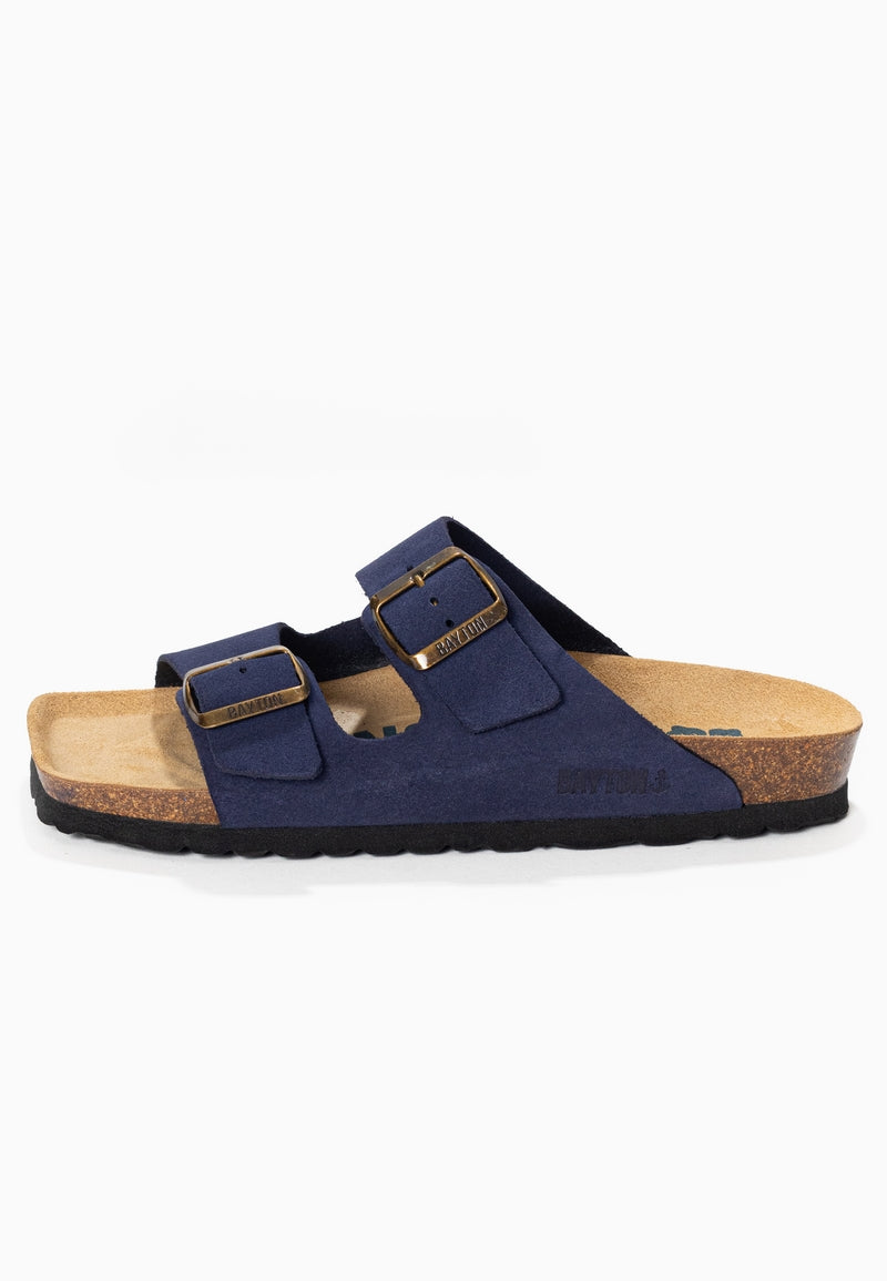 Sandales 2 Brides Atlas Bleu Marine en Cuir Suédé