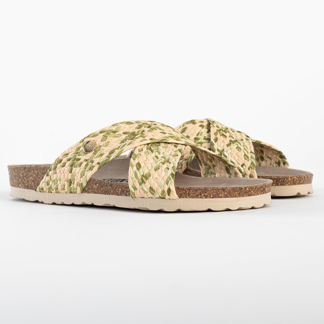 Elche Green 2 Strap Sandals