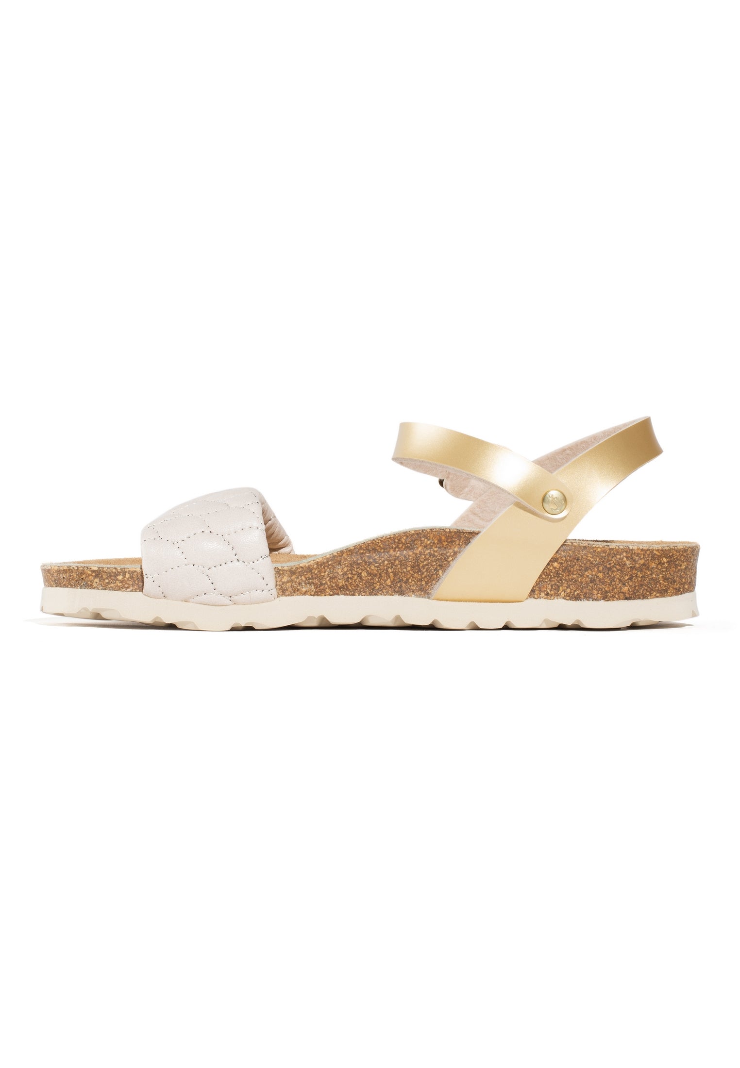 Sandalias Mimosa Multitiras Taupe Y Dorado