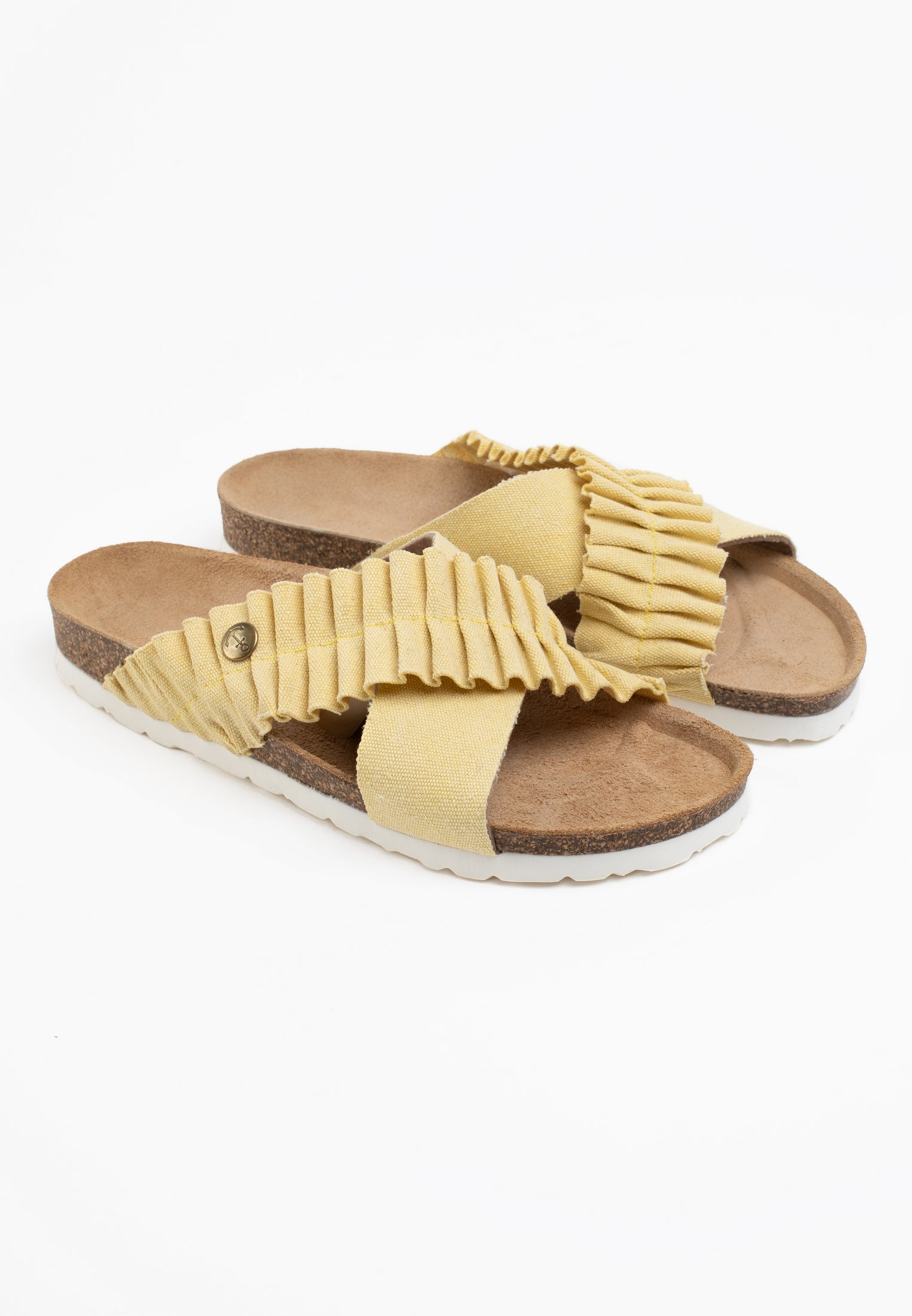 Victoire Yellow Denim 2 Strap Sandals