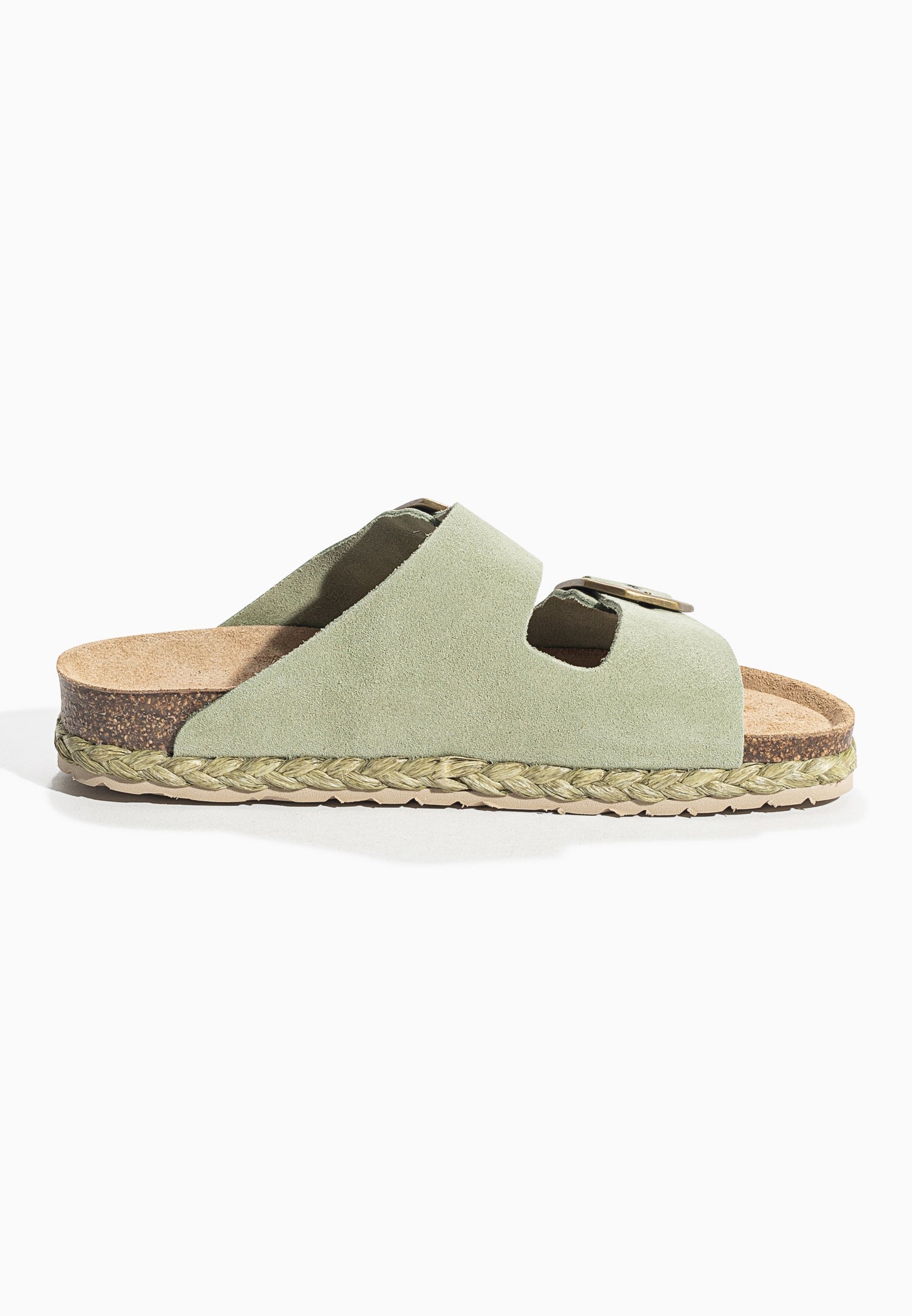 Atlas Green Suede Leather 2 Strap Sandals