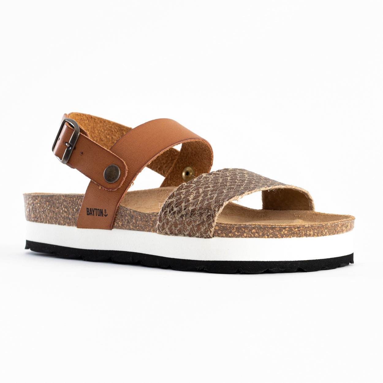 Sandalias Almeria Plataforma Bronce Y Camel