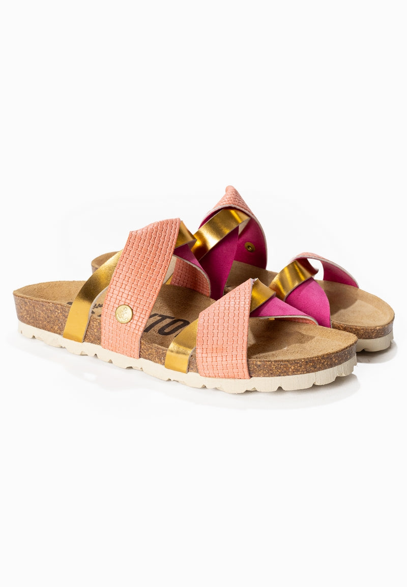 Sandalias Biarritz Coral y Oro