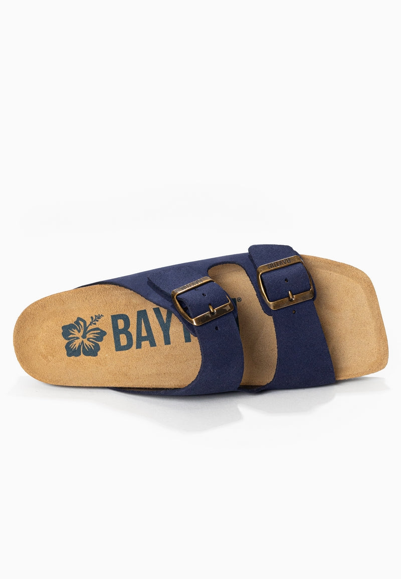 Atlas Navy Blue Suede Leather 2 Strap Sandals