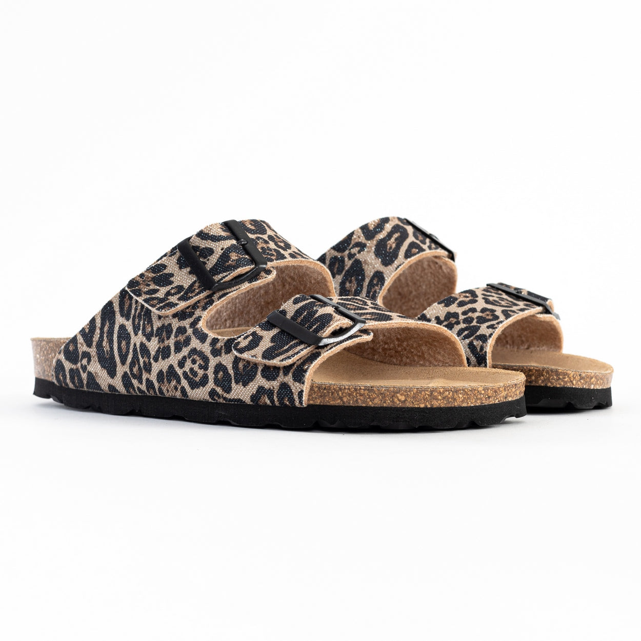 Sandalias Atlas con 2 tiras y estampado de leopardo