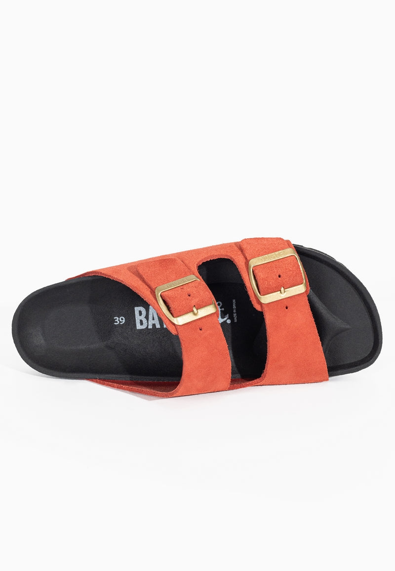 Atlas Orange Suede Leather 2 Strap Sandals