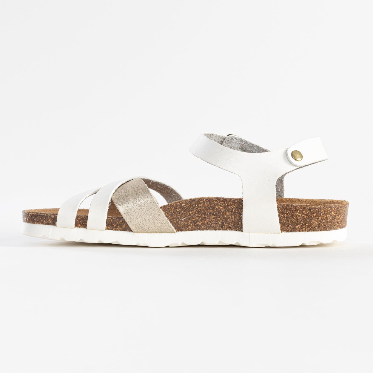 Denia White and Gold Multi-Strap Sandals