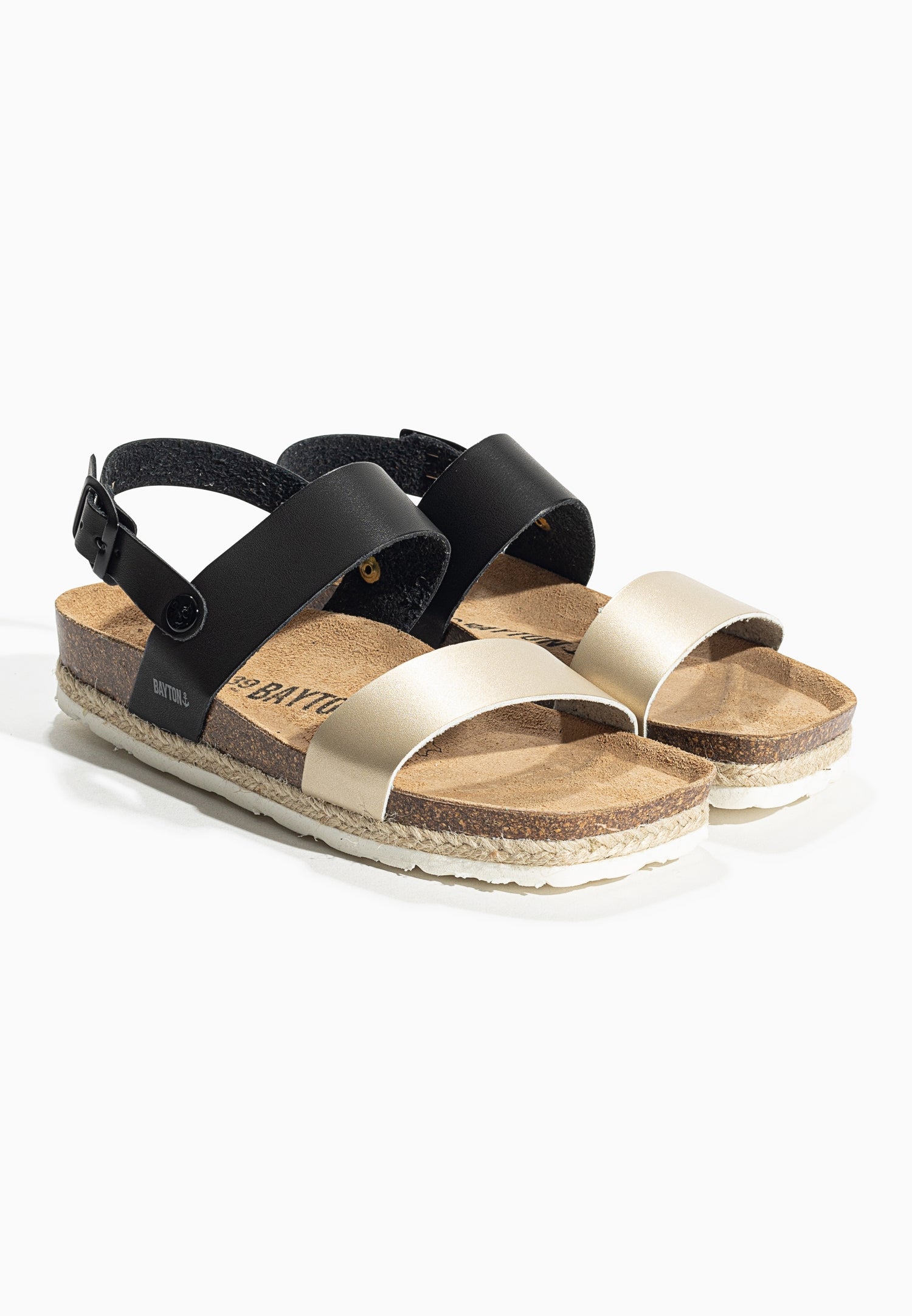 Black and Gold Tone Multi-Strap Sandals