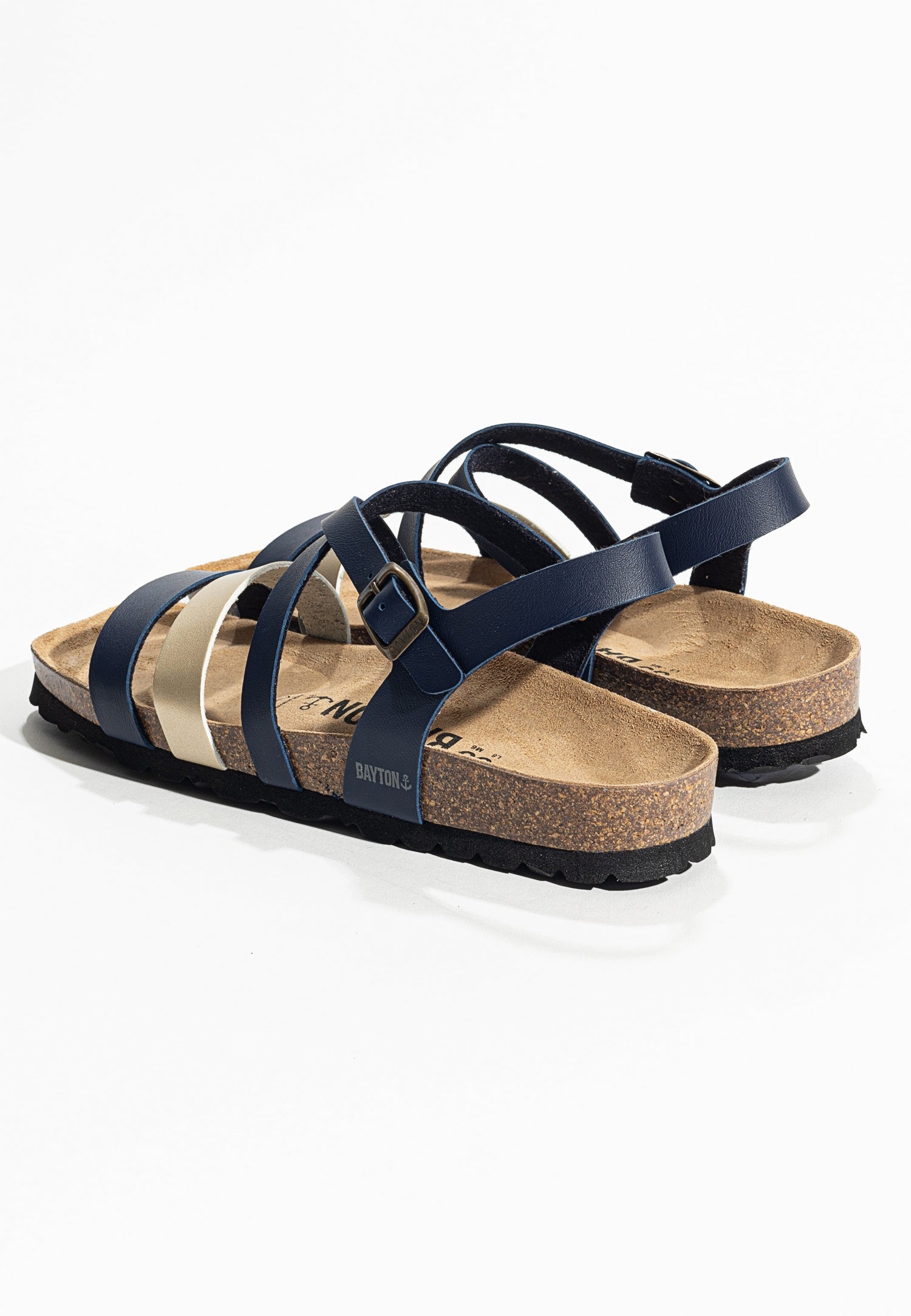 Gerone Navy Blue and Gold Multi-Strap Sandals