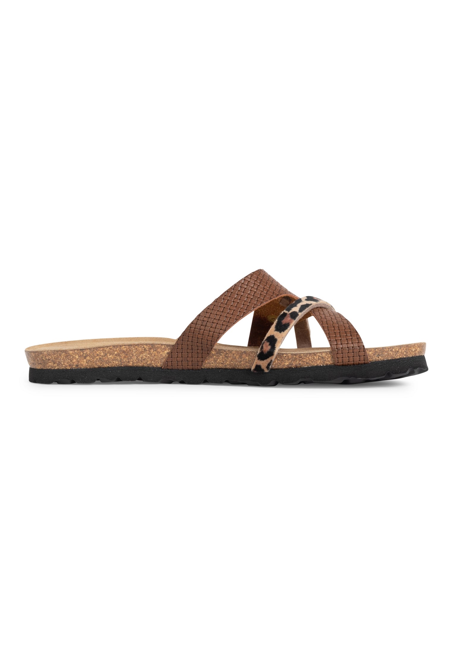 Slimen Brown and Leopard Multi-Strap Sandals