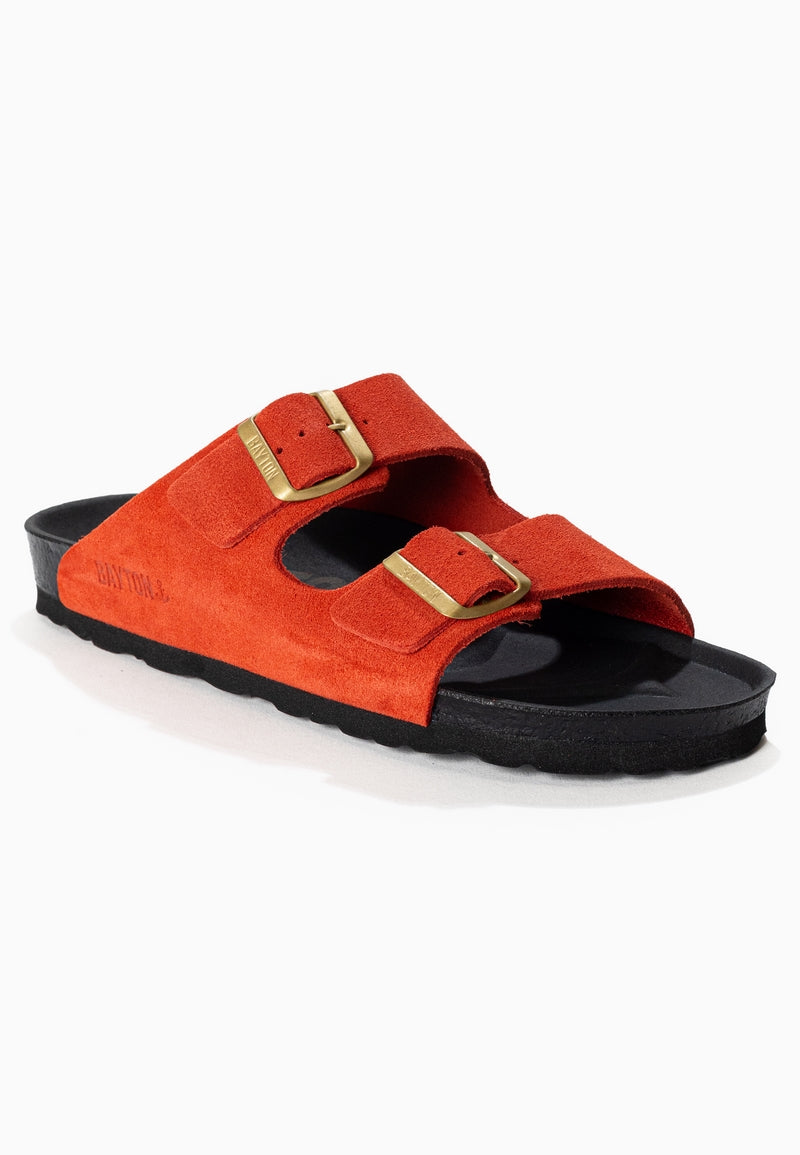 Atlas Orange Suede Leather 2 Strap Sandals