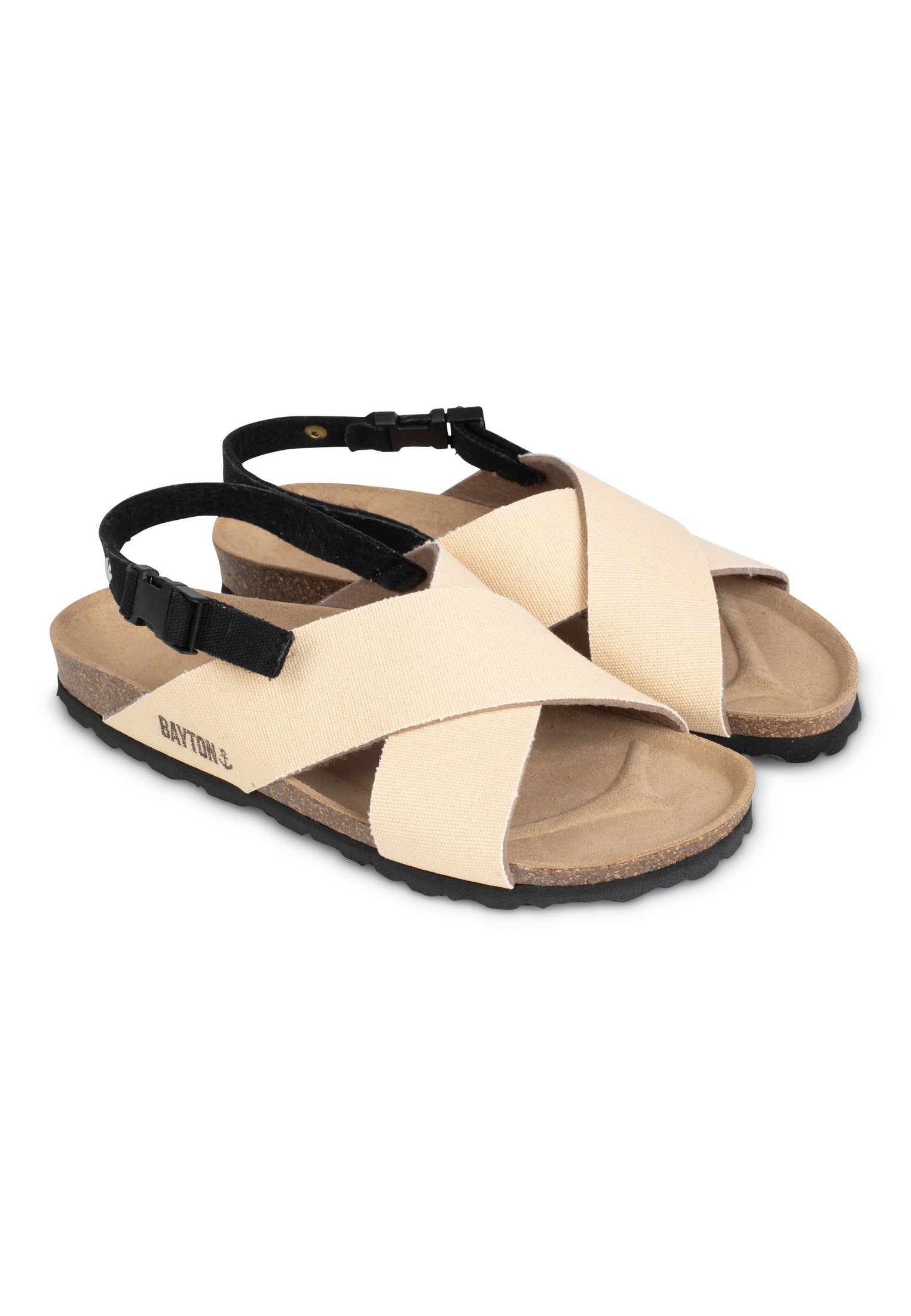 Sanary Beige and Black Multi-Strap Sandals