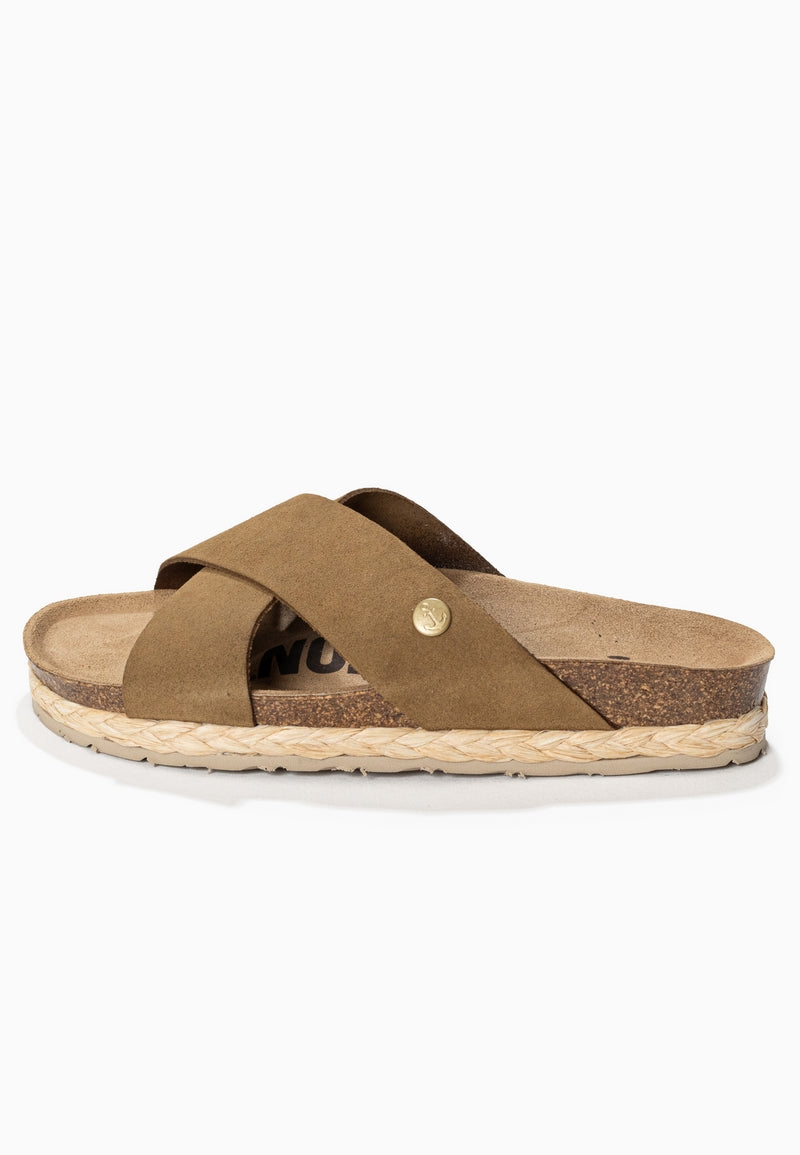 Burgos Camel Suede Leather 2 Strap Sandals