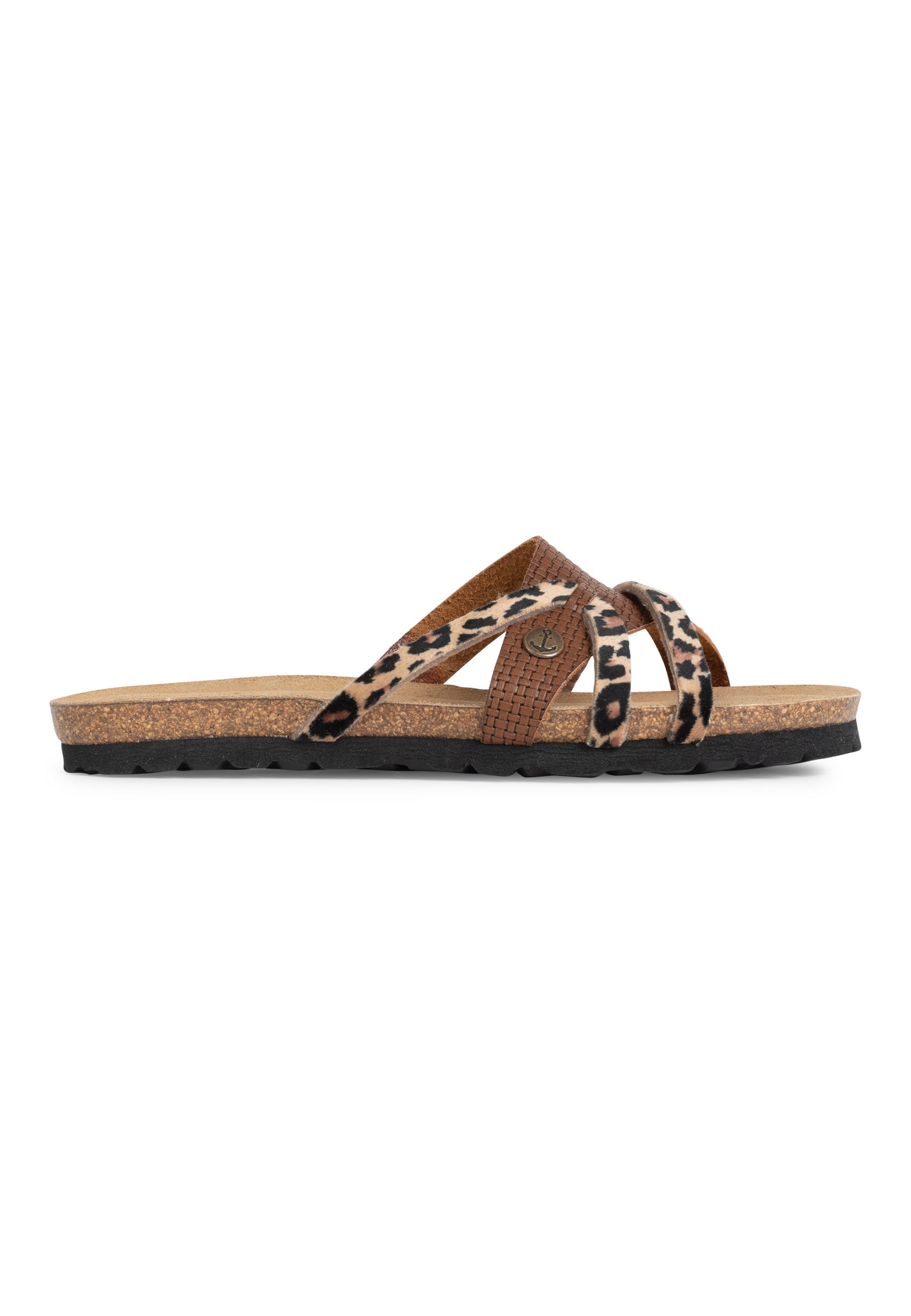 Sandales Slimen Marron Et Leopard Multi-Brides