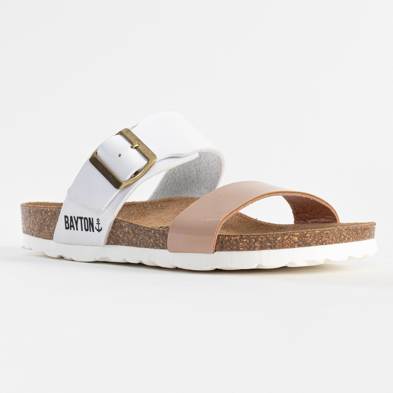 Valencia White and Nude 2 Strap Sandals