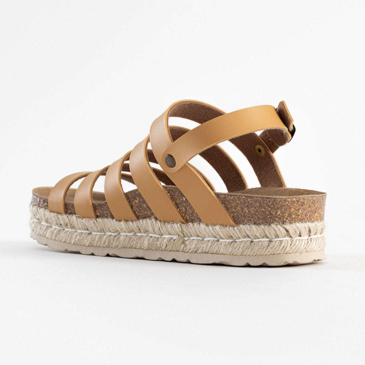 Umbria Camel Multi-Strap Platform Sandals