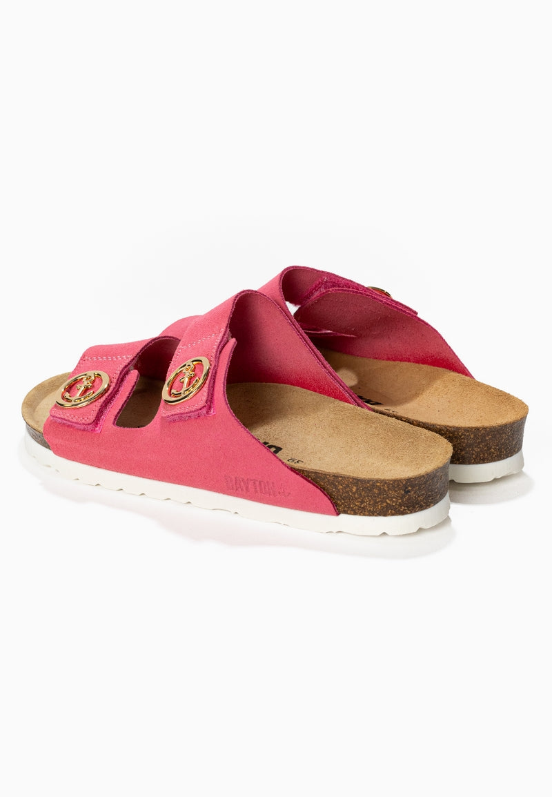 Anatol Pink Suede Leather 2 Strap Sandals