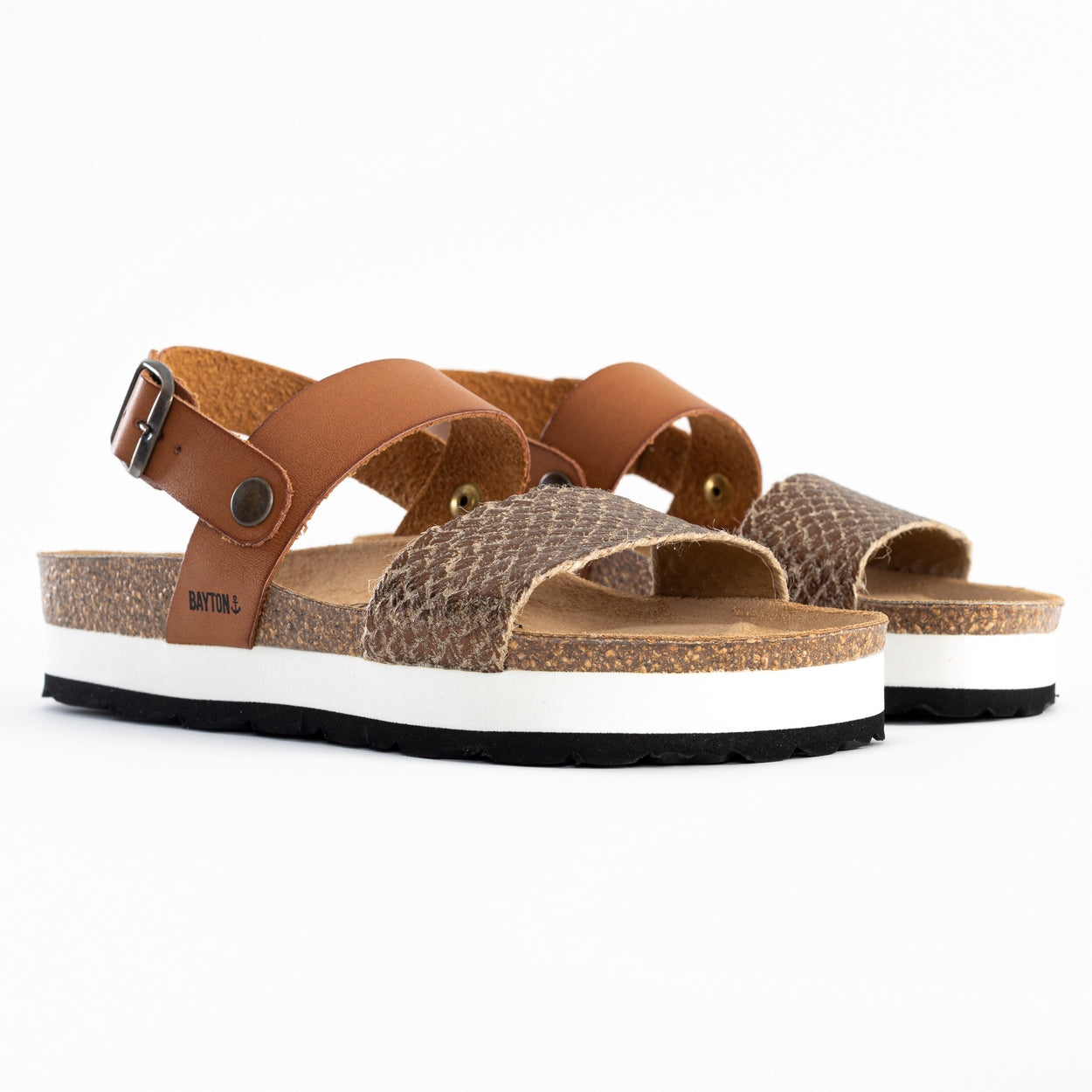 Sandalias Almeria Plataforma Bronce Y Camel