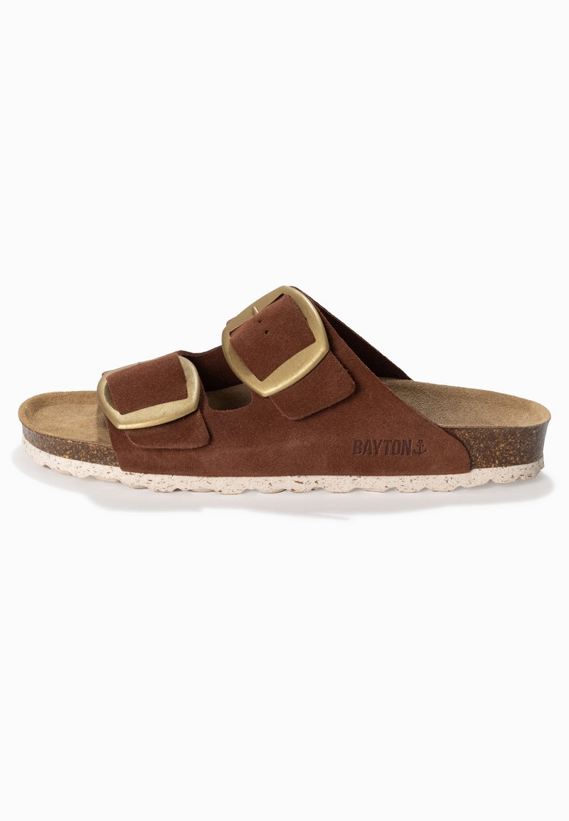 Alicante Brown Suede Leather 2 Strap Sandals