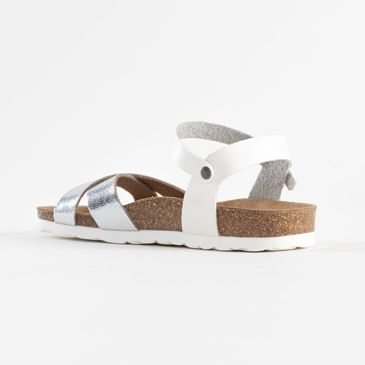 Vallado White and Silver Multi-Strap Sandals