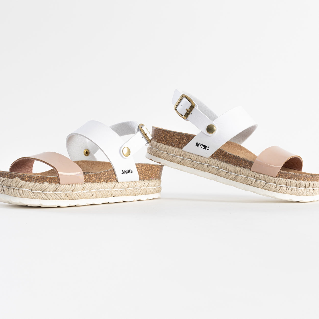 Gaceo White and Nude Platform Sandals