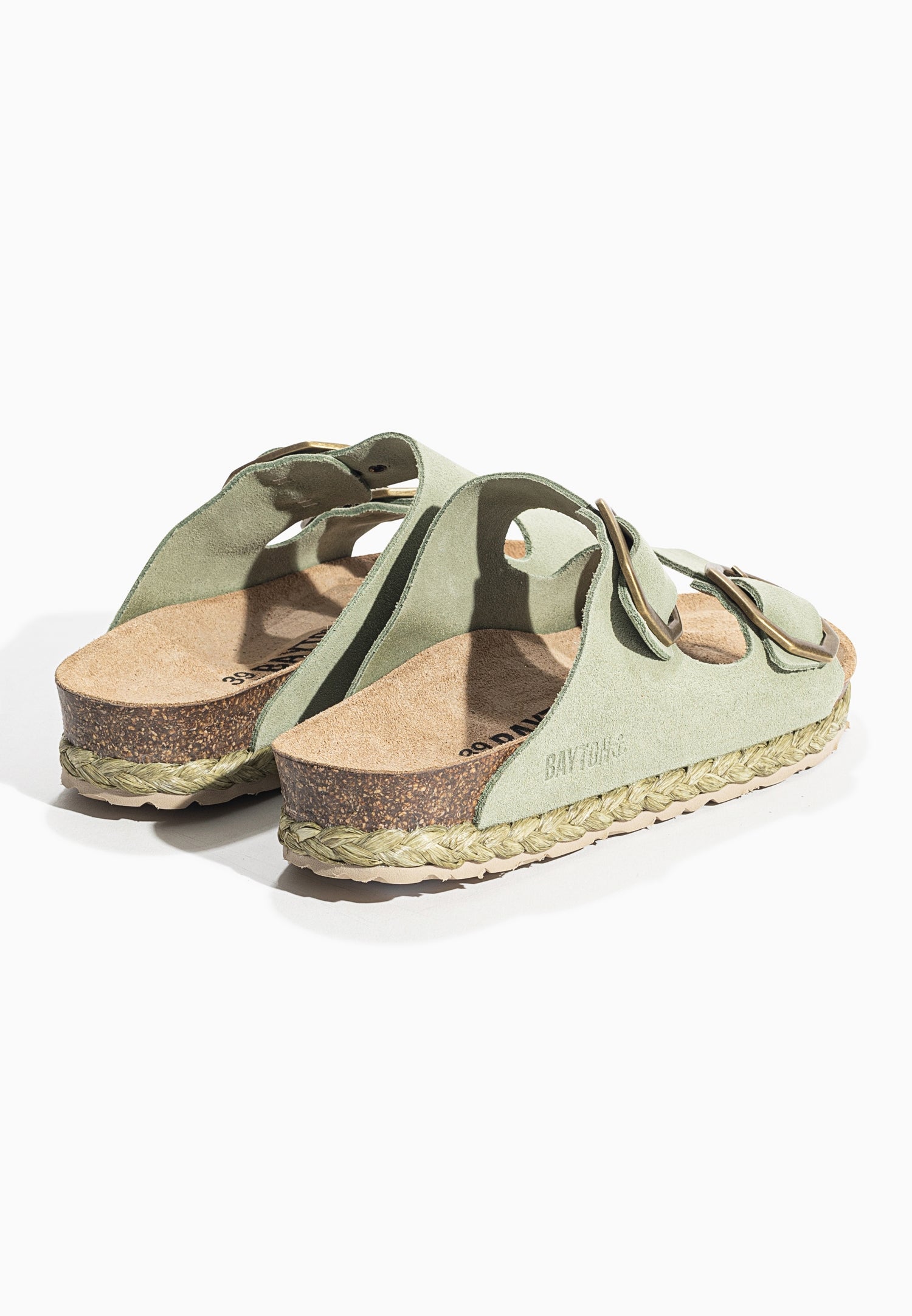 Atlas Green Suede Leather 2 Strap Sandals