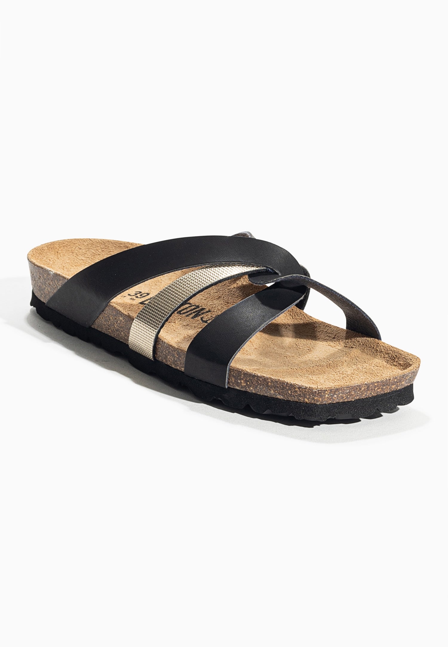 Santander Black and Gold Multi-Strap Sandals