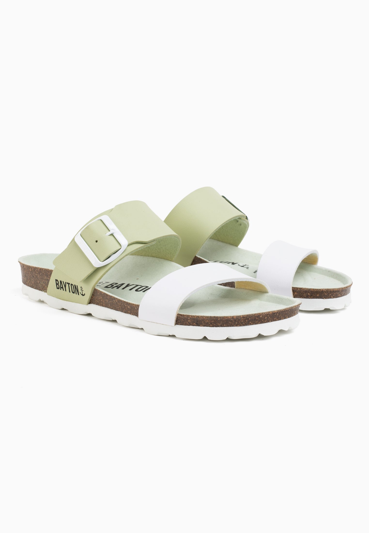 Pale Green and White Valence 2 Strap Sandals