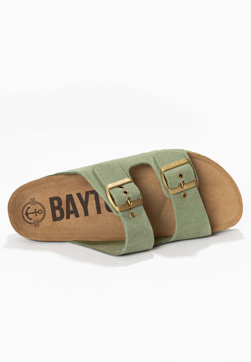 Atlas Green Suede Leather 2 Strap Sandals