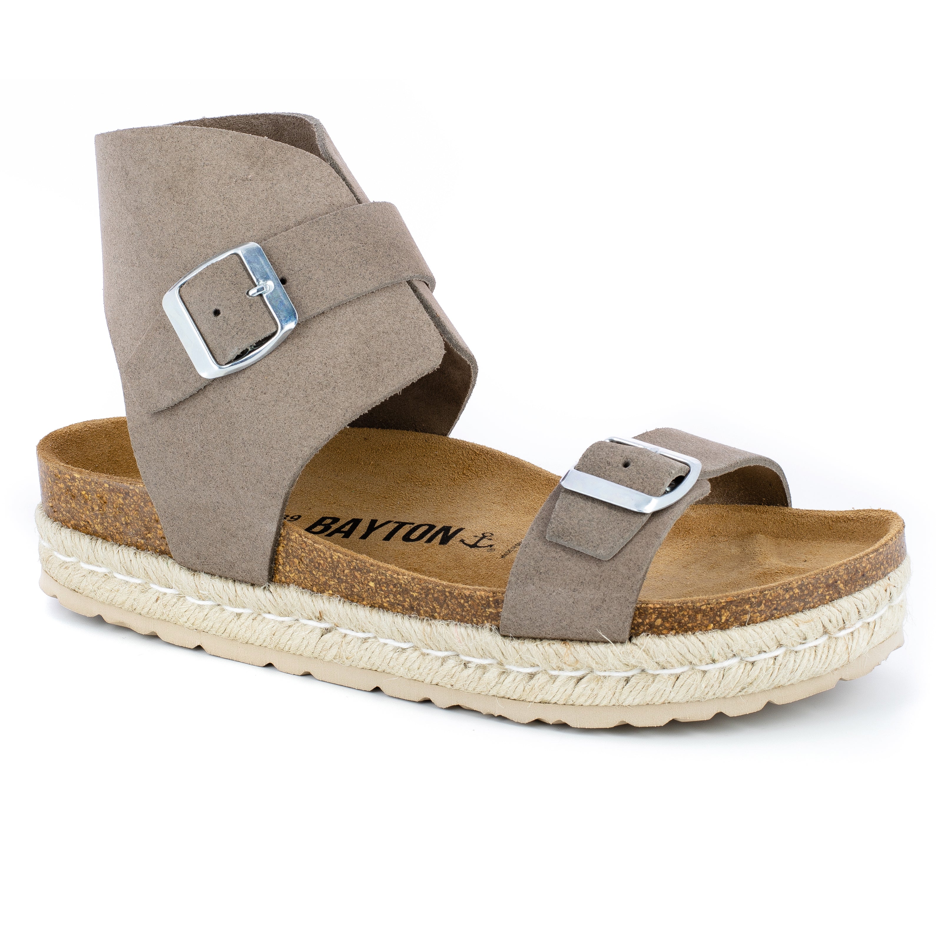 Dubbo Taupe Suede Leather Multi-Strap Platform Sandals