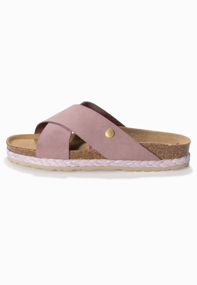 Burgos Lila Suede Leather 2-Strap Sandals