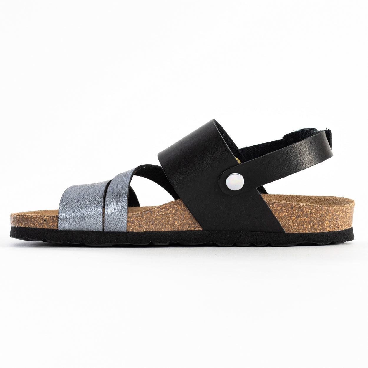 Vitoria Black and Pewter Multi-Strap Sandals