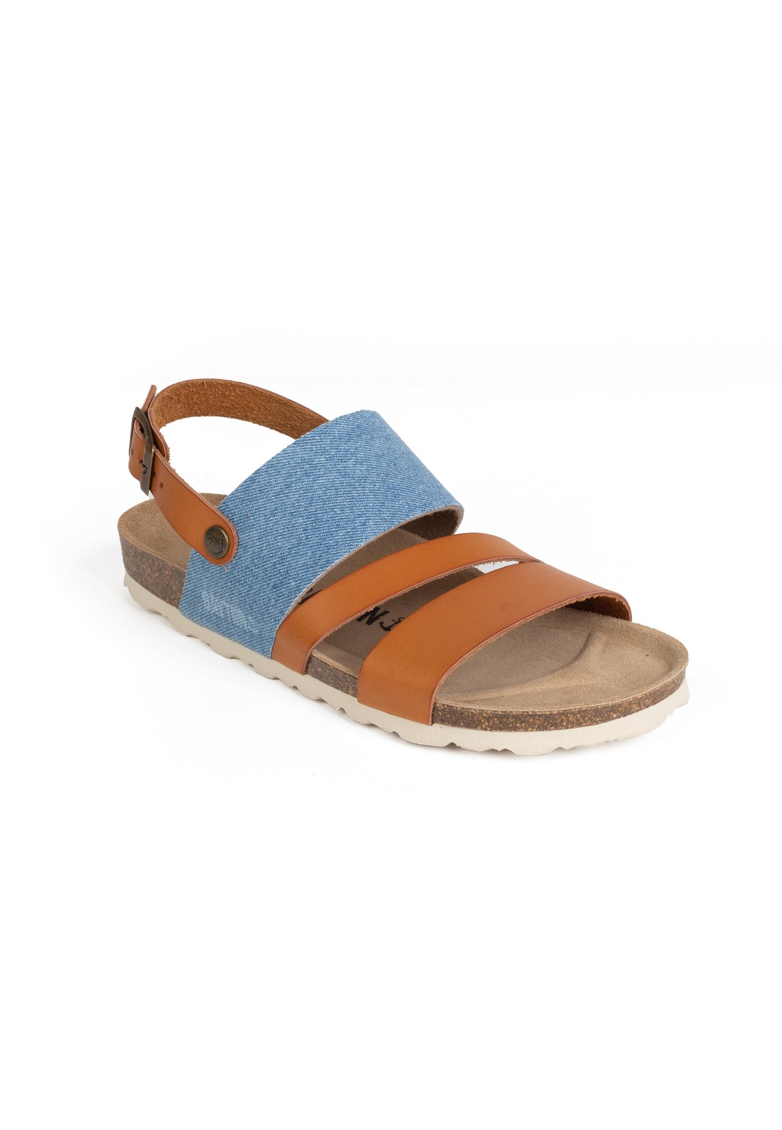 Sandales Vitoria Tan Et Bleu Denim Multi-Brides