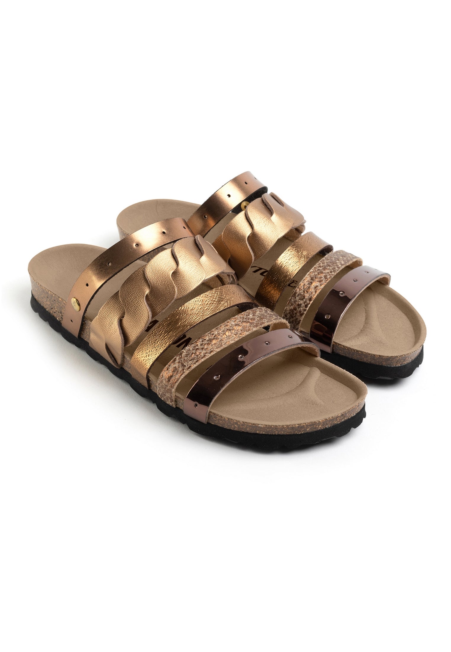 Bronze Crystal Multi-Strap Sandals