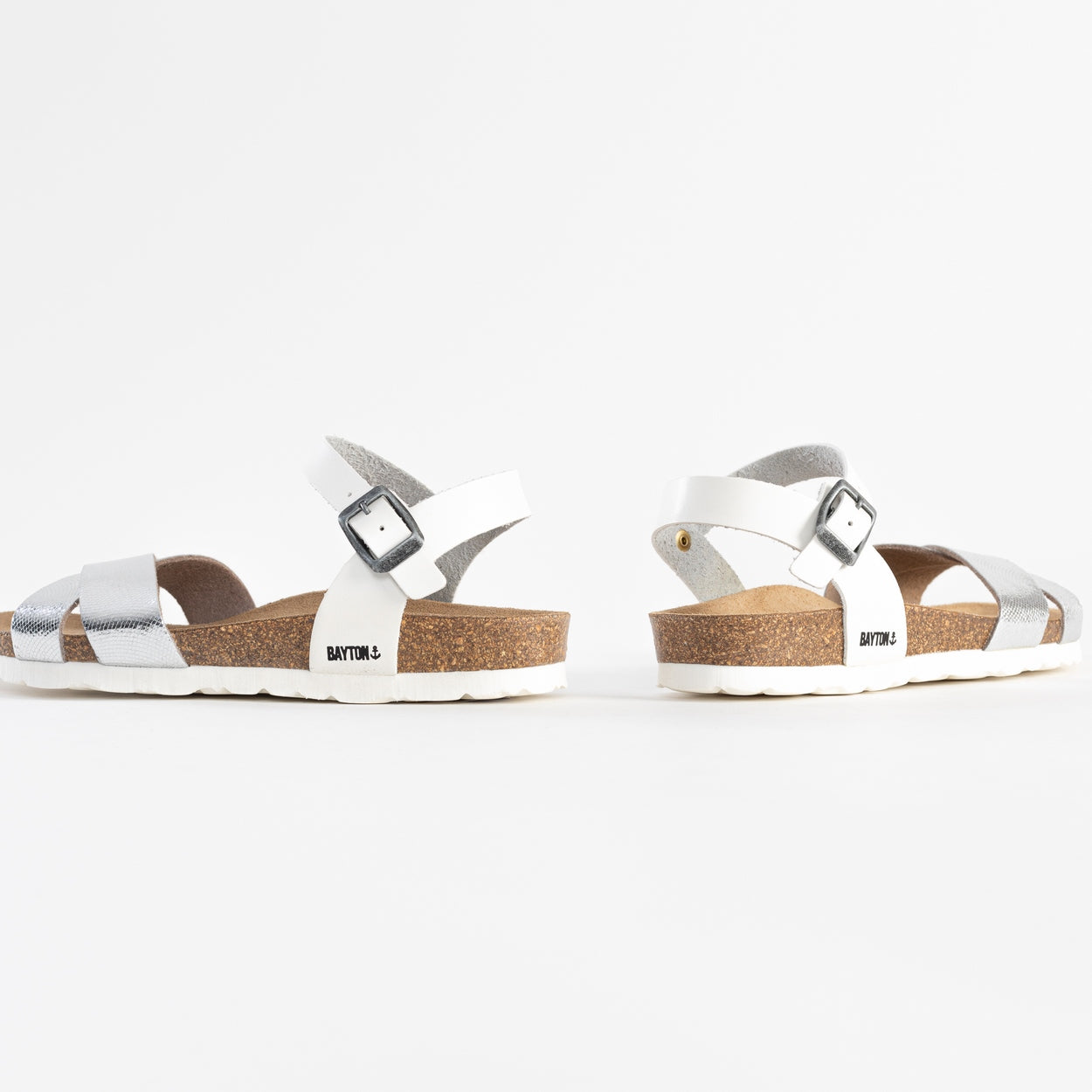 Vallado White and Silver Multi-Strap Sandals