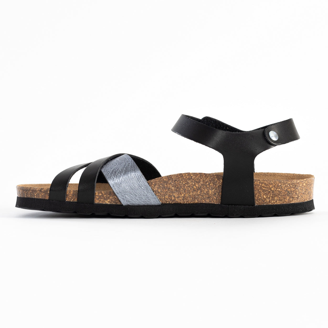 Denia Black and Pewter Multi-Strap Sandals