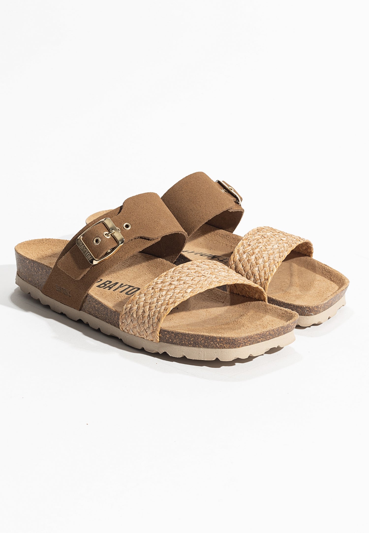 Carina Camel Suede Leather 2 Strap Sandals