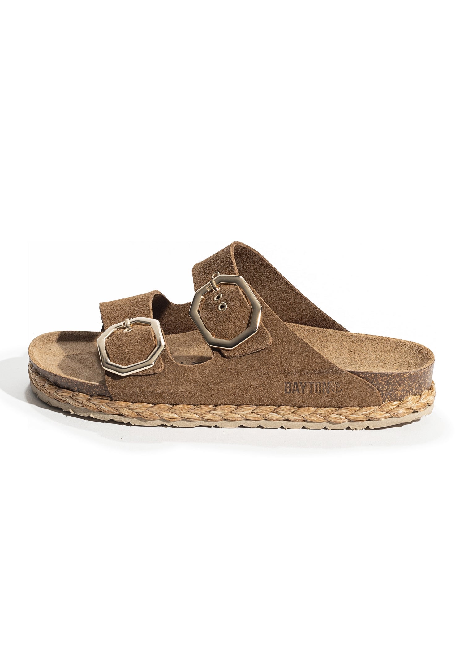 Atlas Camel Suede Leather 2 Strap Sandals