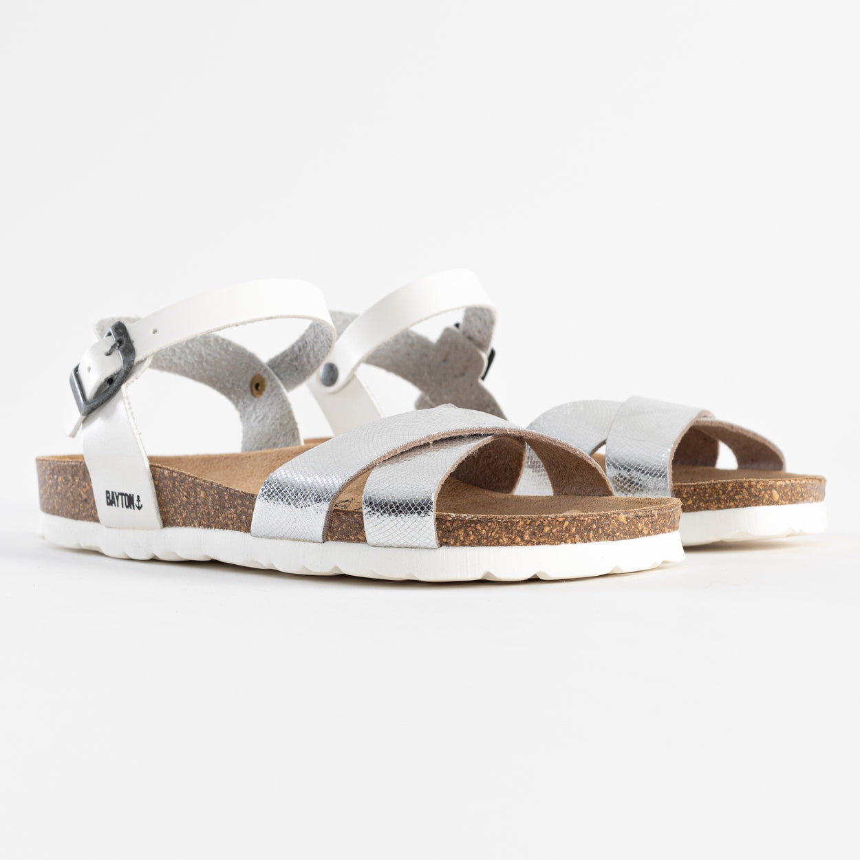 Vallado White and Silver Multi-Strap Sandals